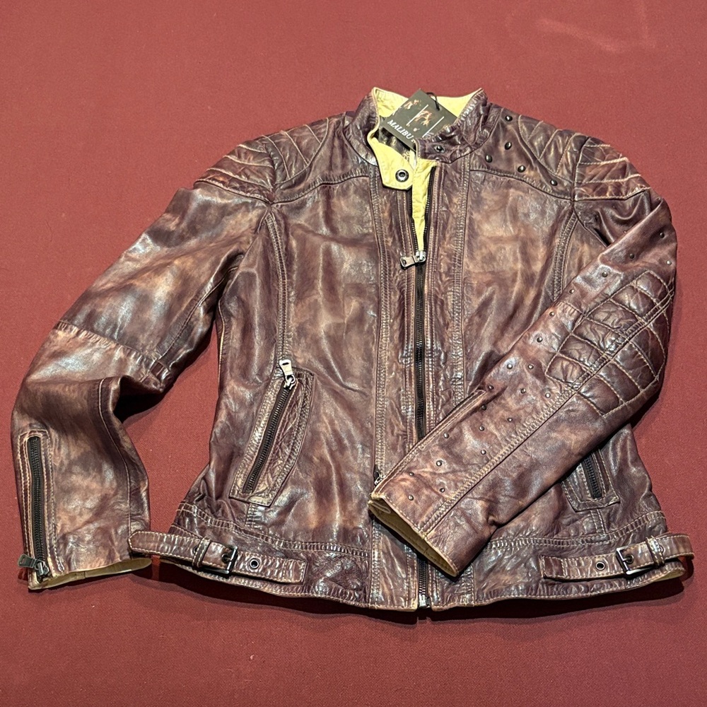 Malibu Road Distressed Brown Leather Jacket